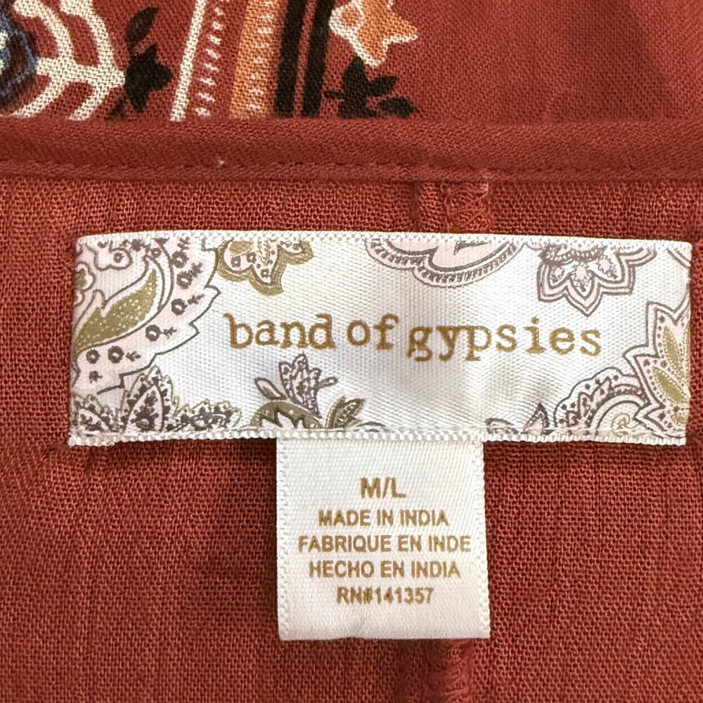 Band of Gypsies women’s M/L boho hippie duster kimono color blue & rust floral - Picture 6 of 8